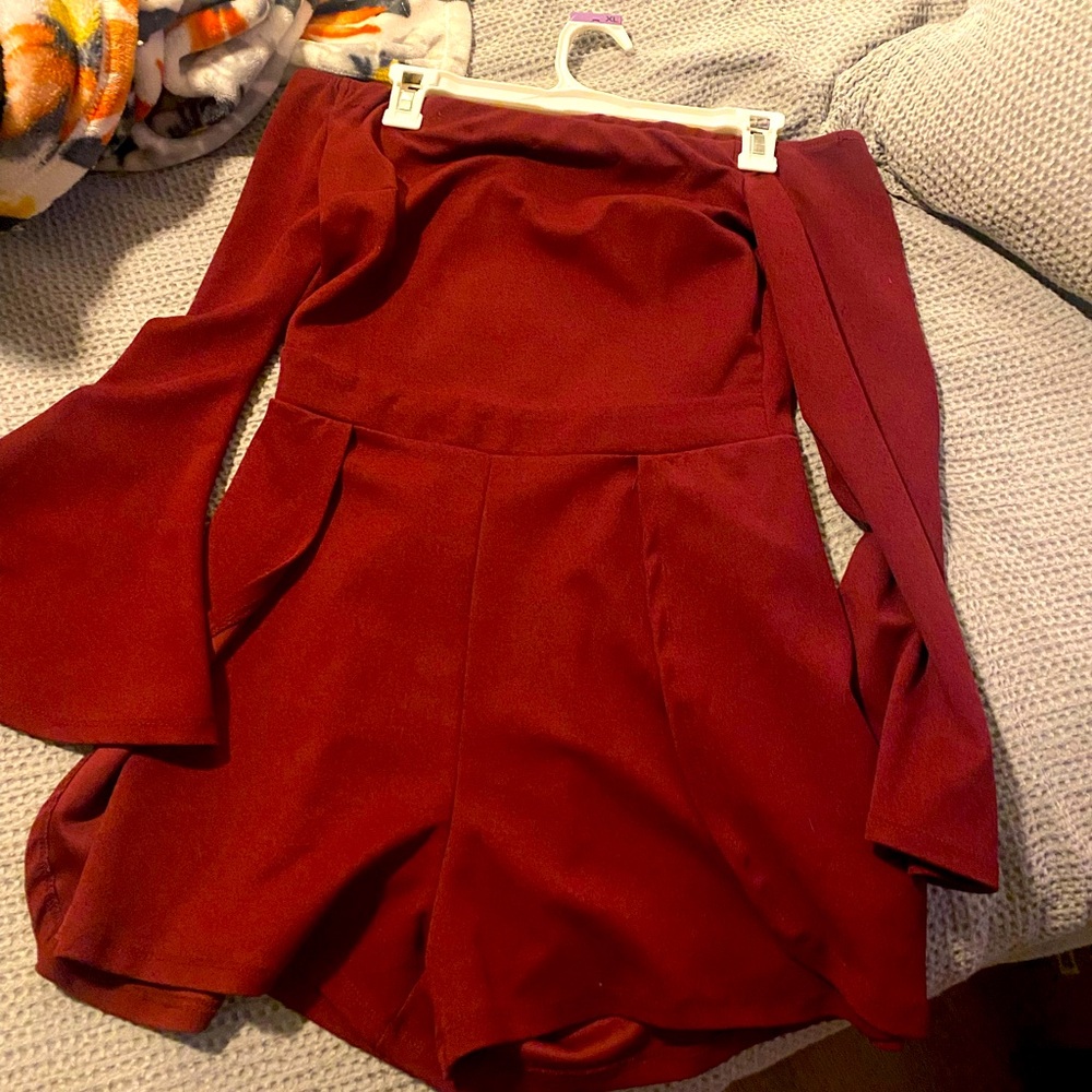 Burgundy short romper